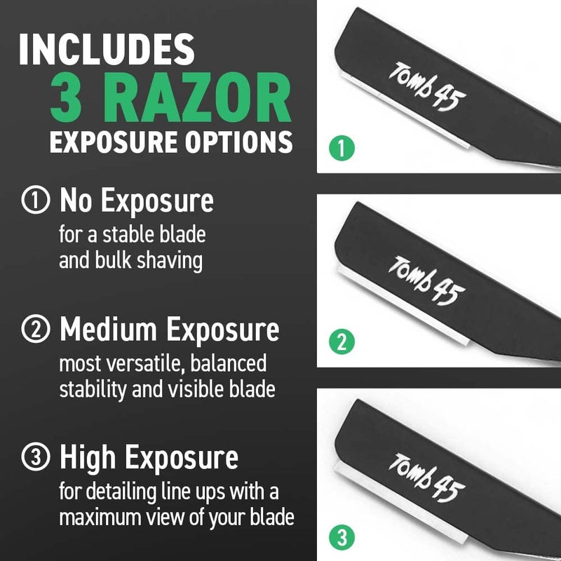 Tomb 45 Tomb45 Triple Cartridge Razor Holder | Disposable Razor Safety Handle For Barbers | 100% Metal Grip & 3 Adjustable Blade Exposure Options For Shaving | Men's Straight Edge Razors Manual Shaver - Image 5